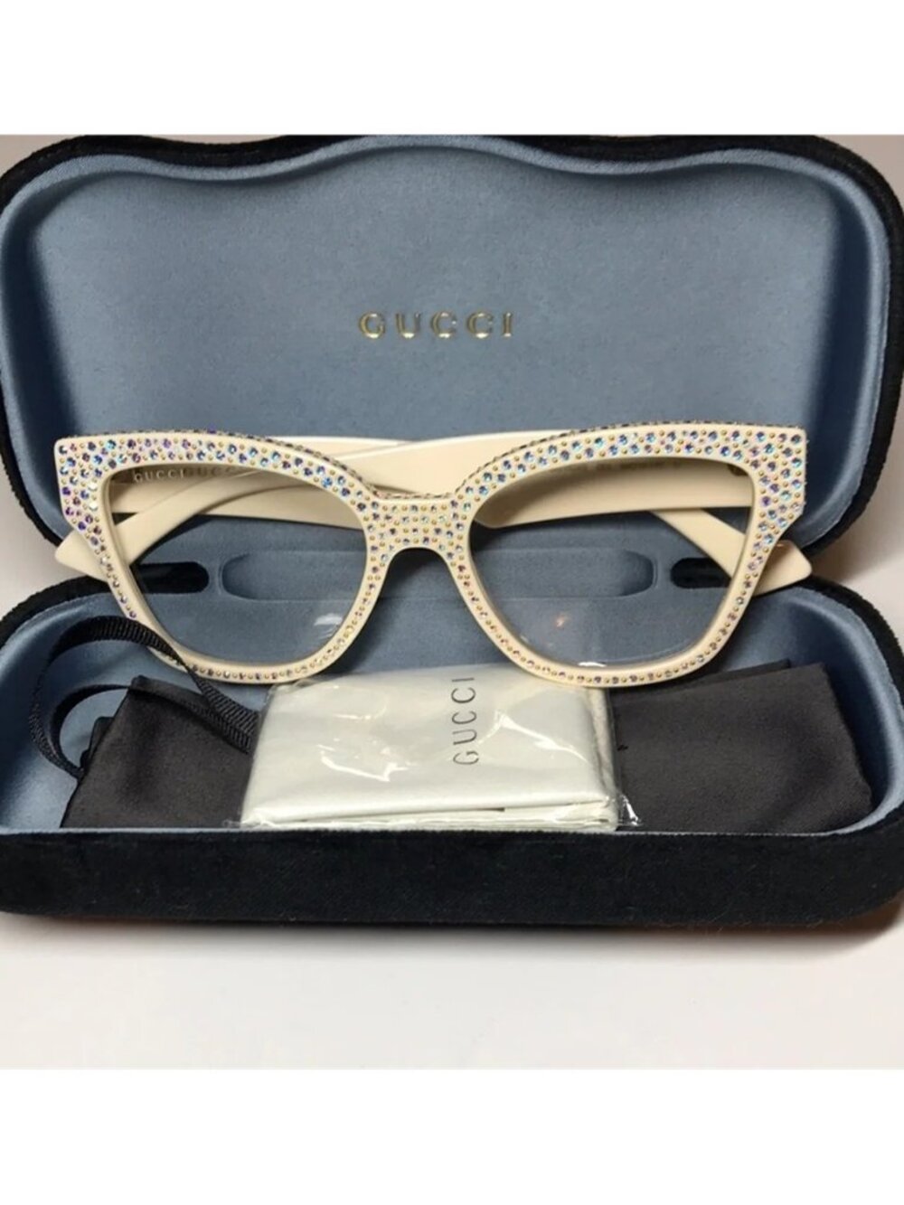 Gucci GG1424s Cream Crystal-Embellished Women's Glasses - Picture 10 of 11